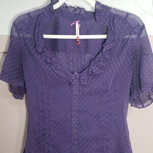 VTG Smart Set Purple Ruffle Blouse & Cami Set - Size M